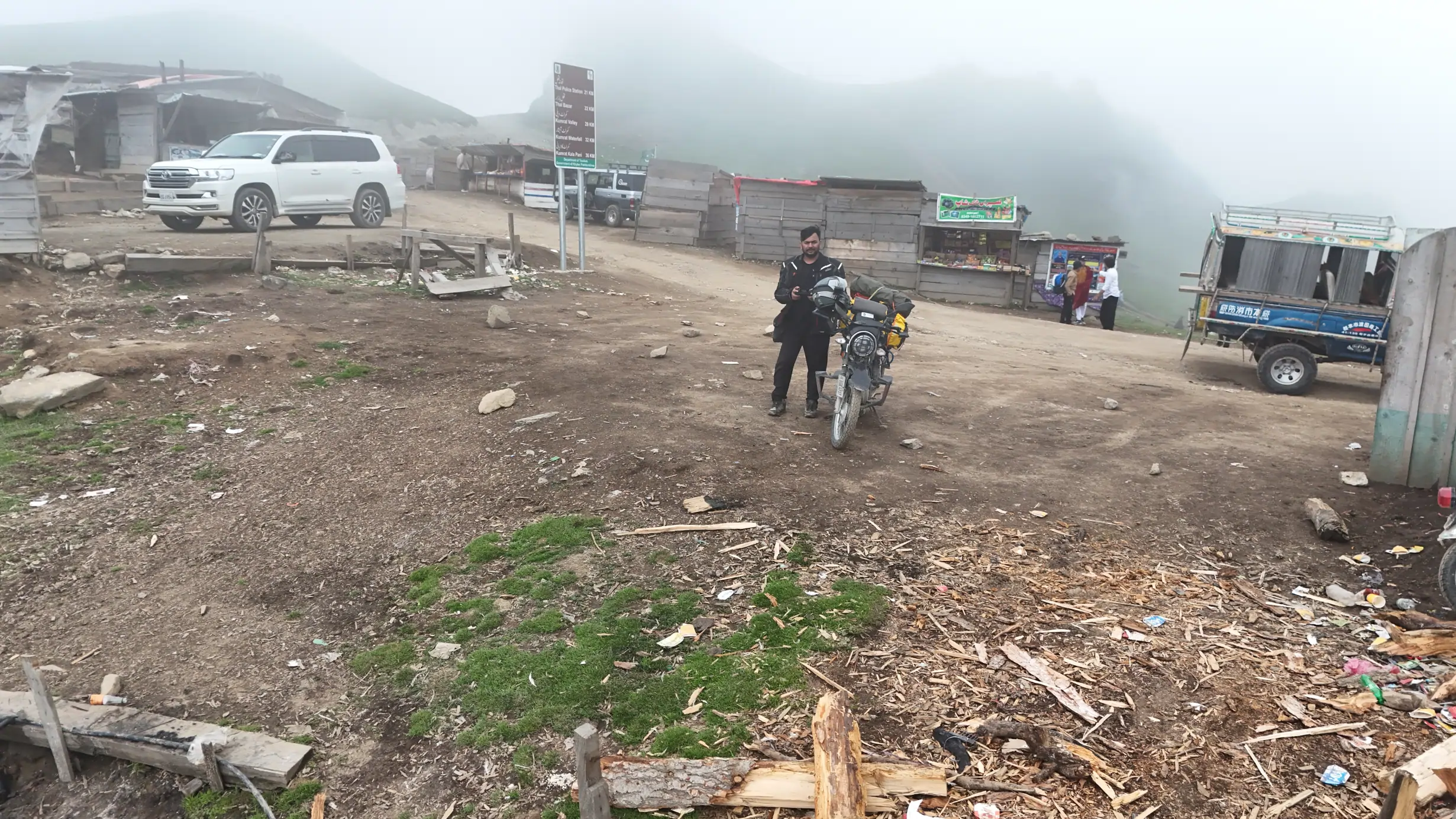Farhan Saqib with a motorcycle at Badgoi Pass